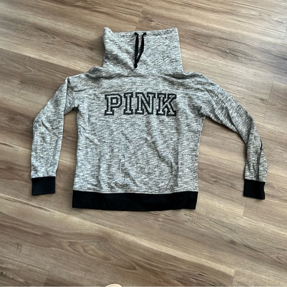 PINK Victoria’s Secret Pull Over Turtle Neck Heather Gray Graphic women XSmall - Picture 1 of 7